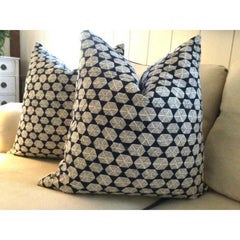 Pair of Thibaut "Watercourse" in Dark Navy Pillows