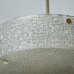 Pair of Thick Textured Glass Flush Mount Ceiling Lights and by Kaiser, 1960s