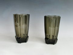 Paar dicke Wandvasen aus Art-Déco-Glas im Stil von Koloman Moser