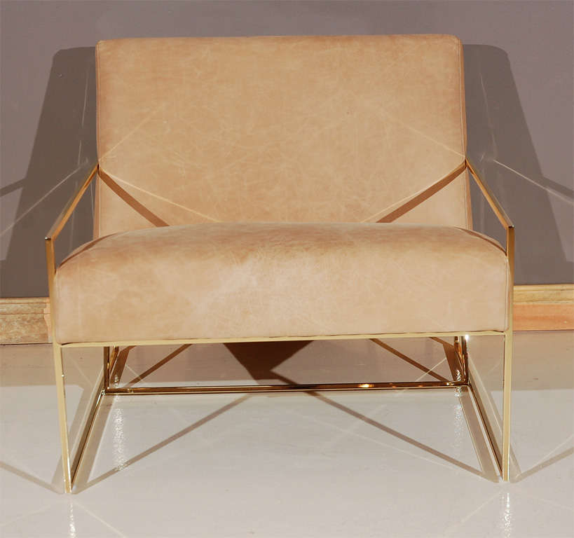 Contemporary Pair of Thin Frame Lounge Chairs by Lawson-Fenning