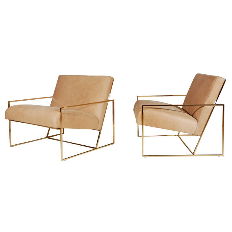 Pair of Thin Frame Lounge Chairs by Lawson-Fenning