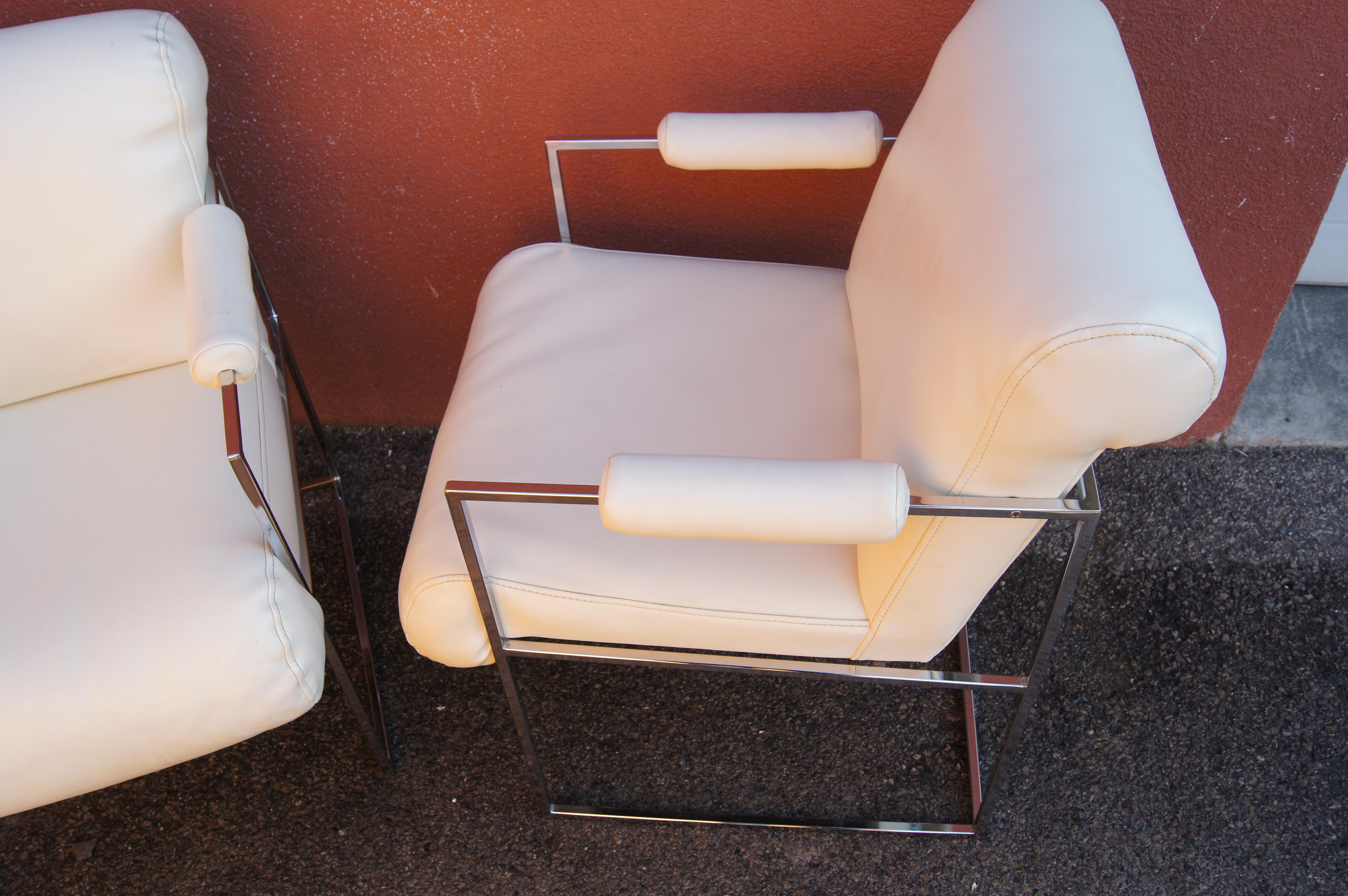Fin du 20e siècle Paire de fauteuils chromés Thin Line de Milo Baughman pour Thayer Coggin en vente
