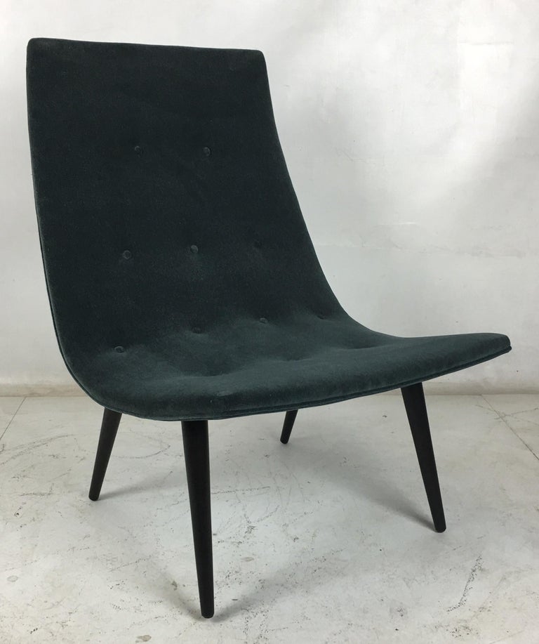 Pair of Thin Line Velvet Scoop Chairs For Sale at 1stDibs