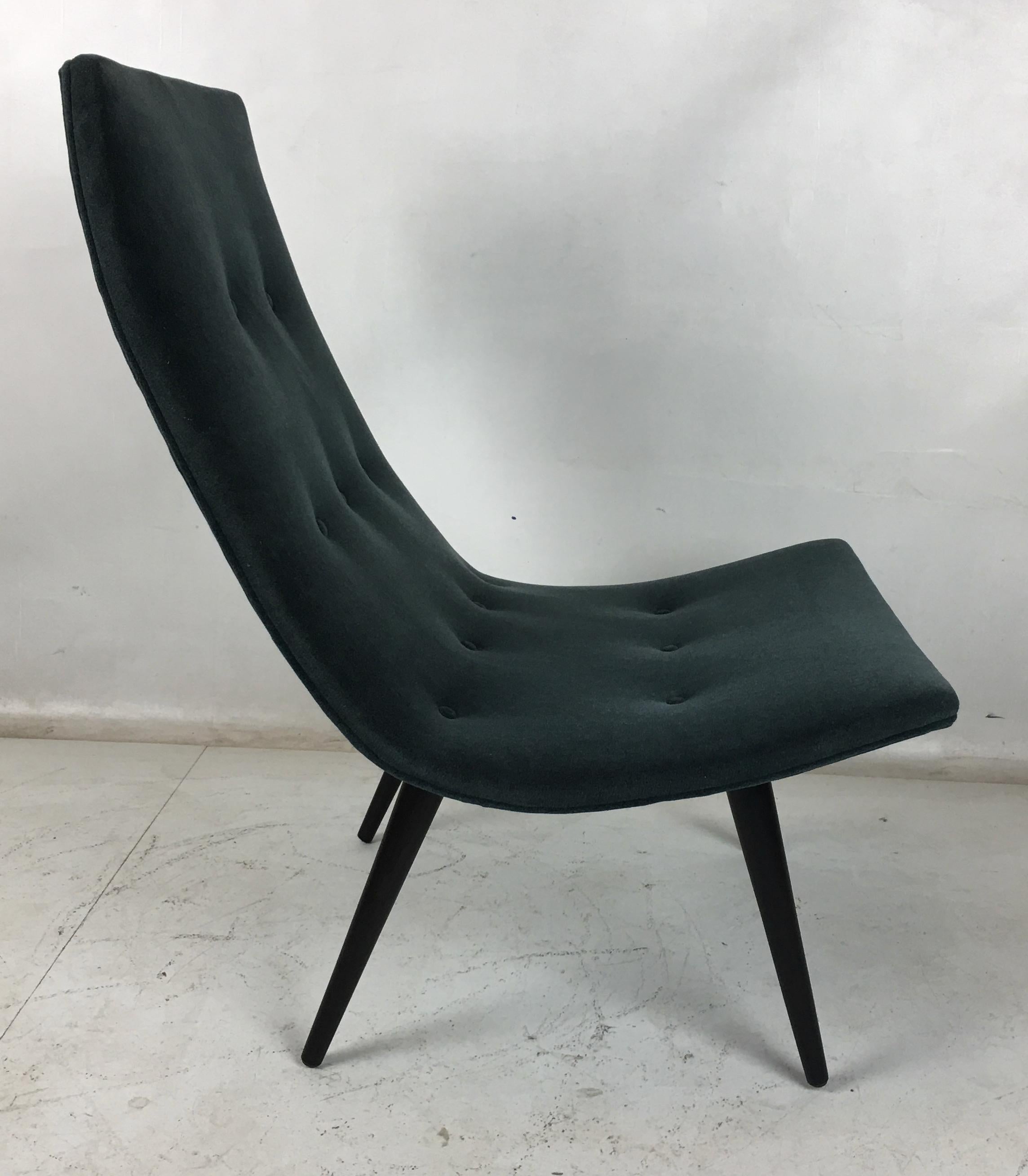 Pair of Thin Line Velvet Scoop Chairs 2