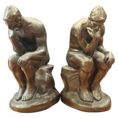 Par de sujetalibros "Pensador" al estilo de Auguste Rodin de Armor Bronze
