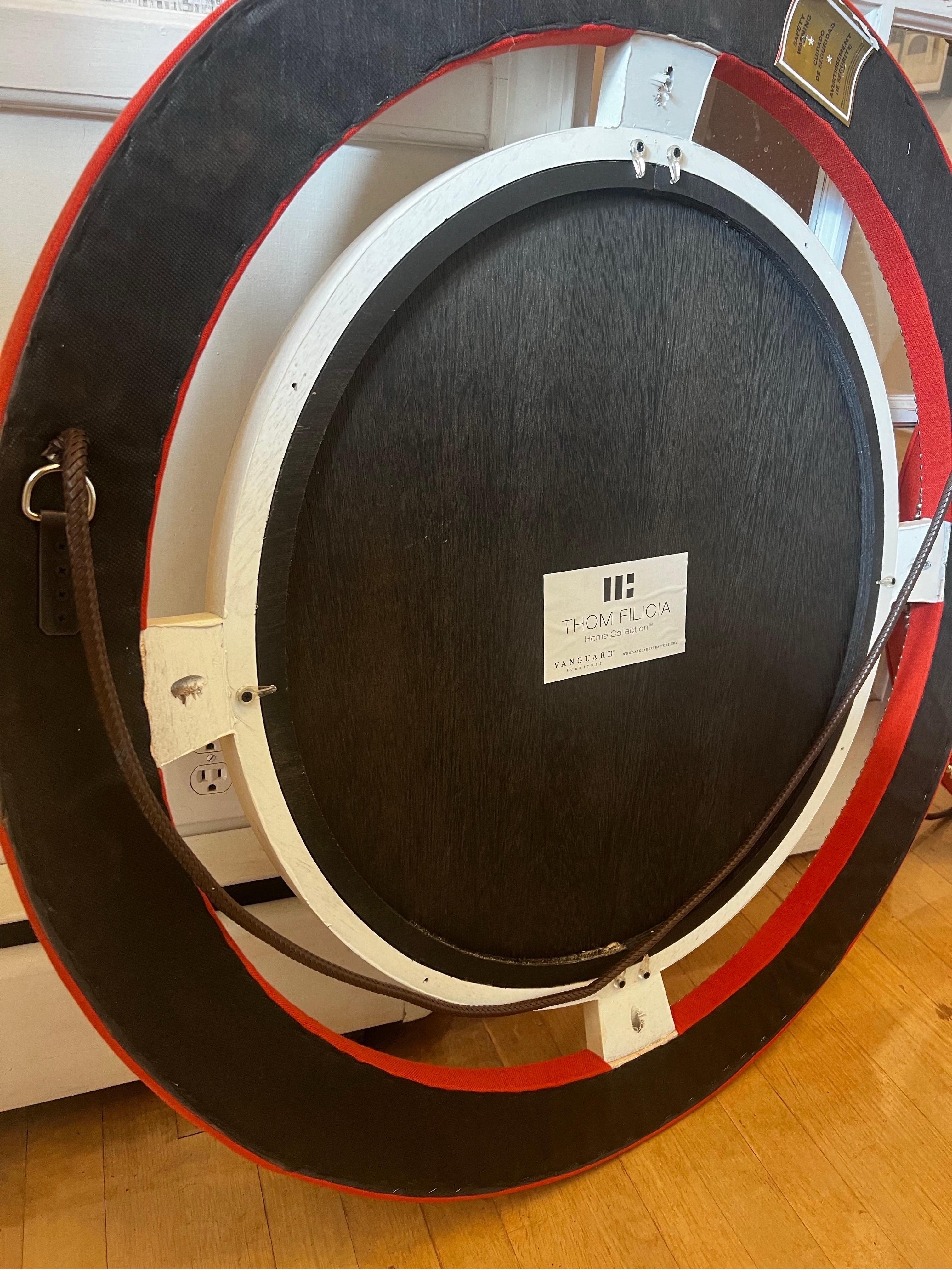 Leather Pair of Thom Filicia Mirrors for Vanguard For Sale