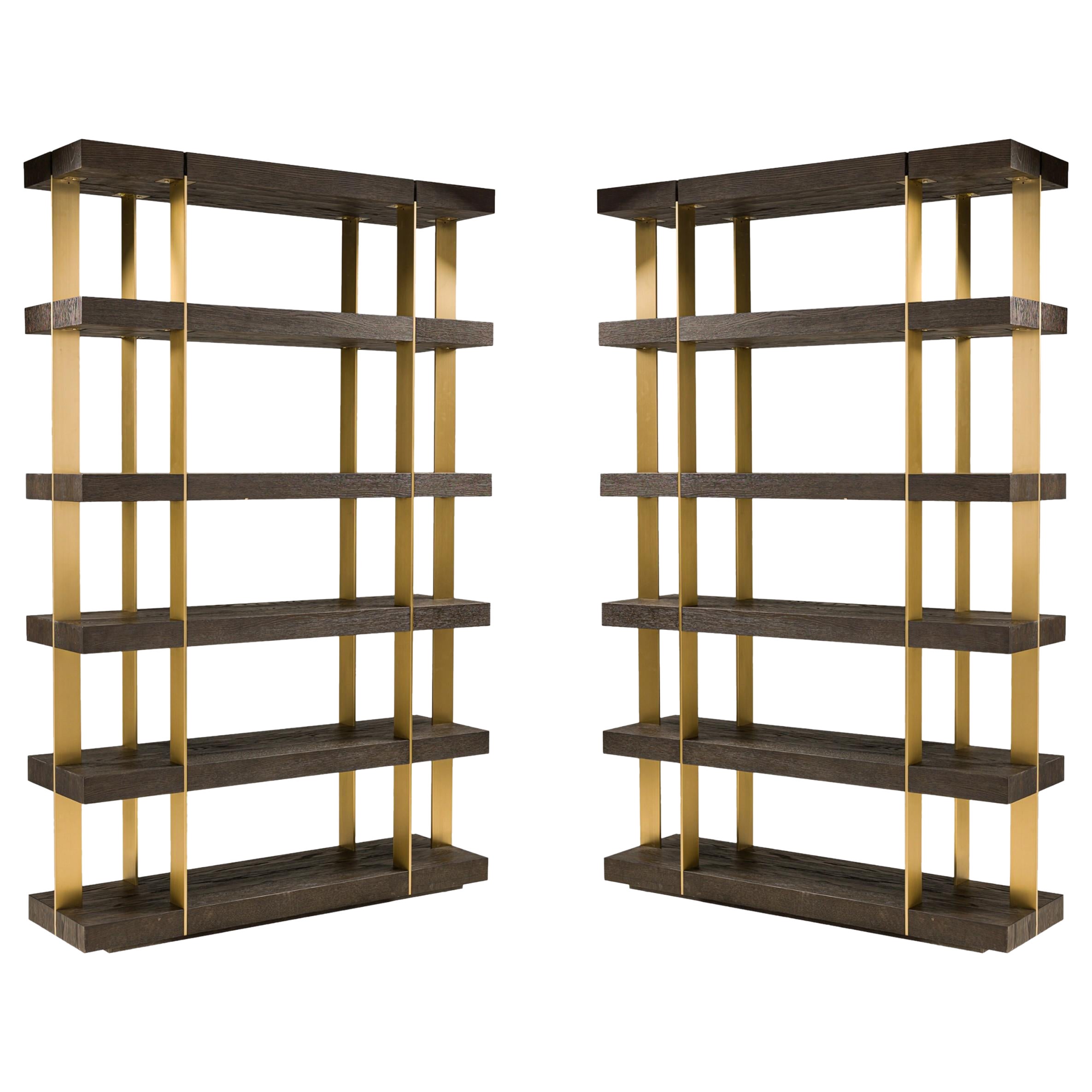 Pair of Thomas Bina 
Ed Robinson for RH Oveido Oak Verrazano Shelving Units im Angebot