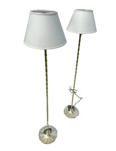 Pair of Thomas Britt Designed Unfinished Brass Lamps