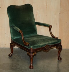 PAIR OF THOMAS CHIPPENDALE GAINSBOROUGH GEORGE II STYLE CLAW & BALL ARMCHAIRs