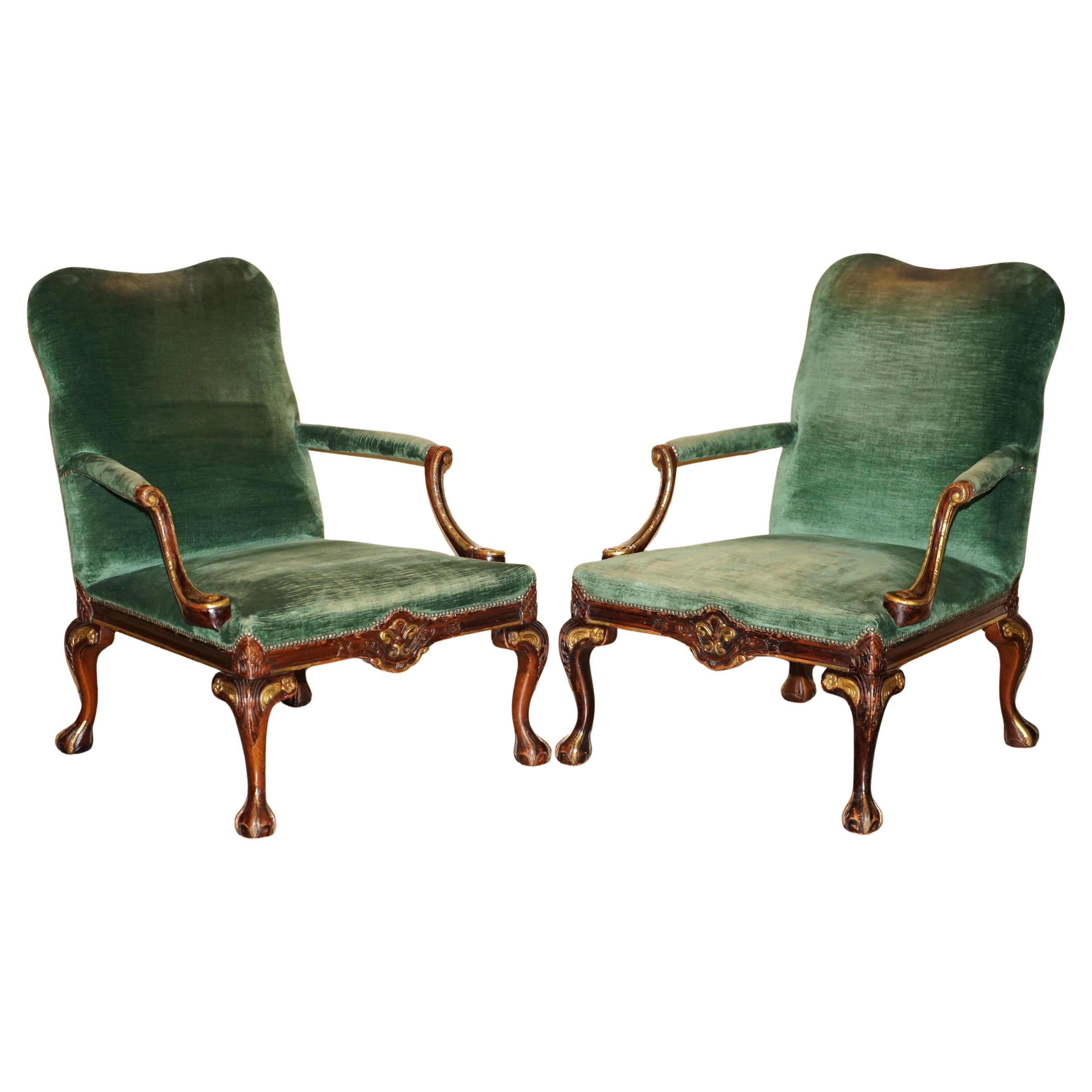 Paire de fauteuils Thomas Chippendale Gainsborough GEORGE II CLAW 
BALL ARMCHAIRs