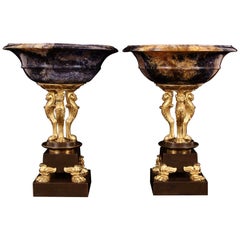 Pair of Thomas Hope George III Blue John Patinated and Gilt Bronze Atheniennes