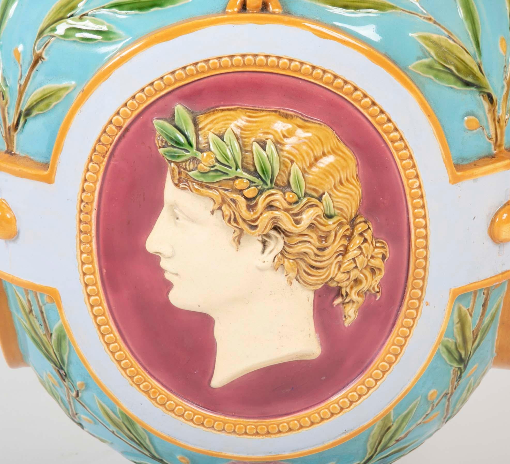 Pair of Thomas Minton Majolica Jardinières For Sale 9