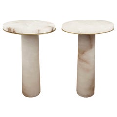 Pair of Thomas Pheasant for Baker Furniture Plateau Alabaster Accent Tables
