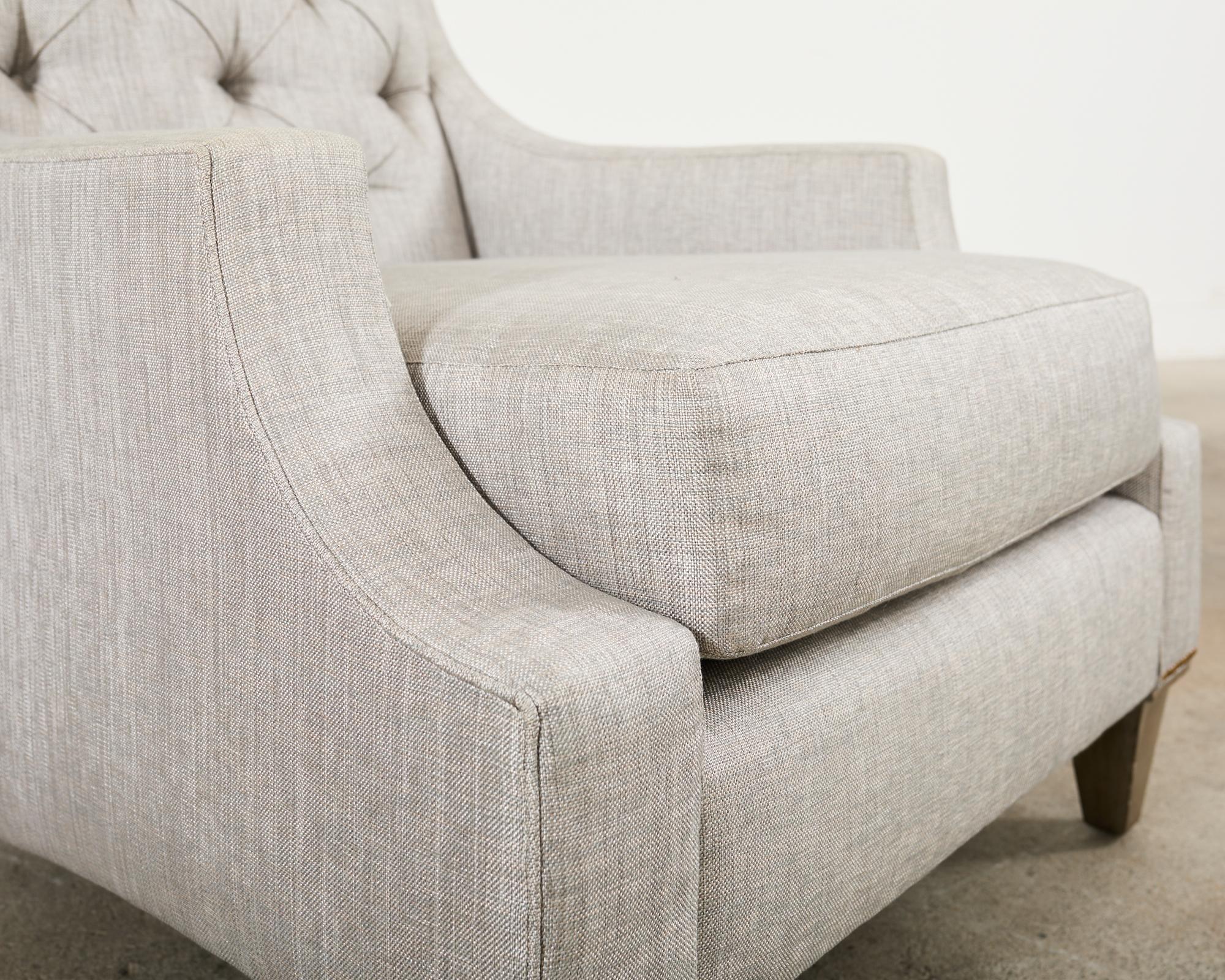 Pair of Thomas Pheasant for Baker Max Tufted Club Chairs For Sale 7