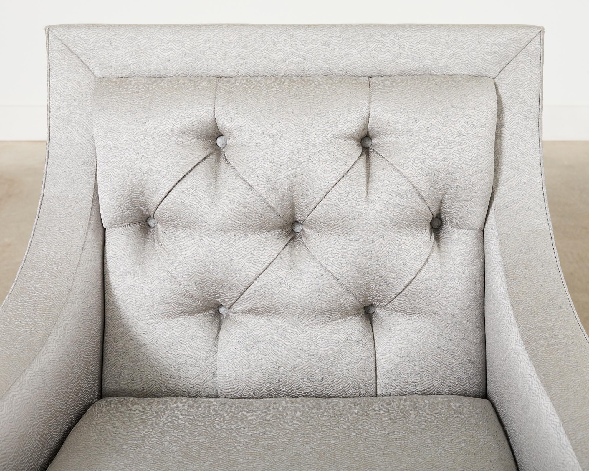 Pair of Thomas Pheasant for Baker Max Tufted Club Chairs For Sale 8