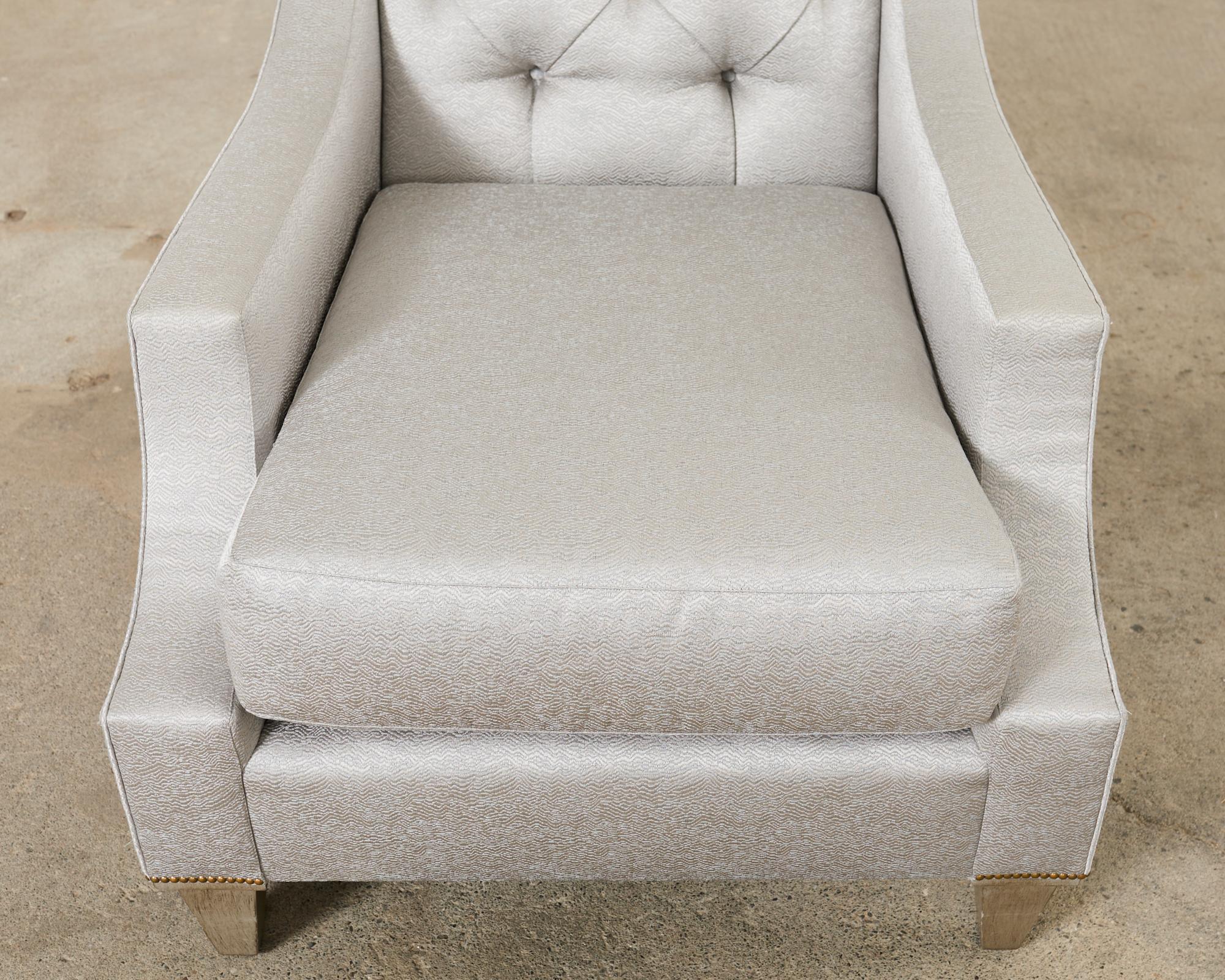 Pair of Thomas Pheasant for Baker Max Tufted Club Chairs For Sale 9