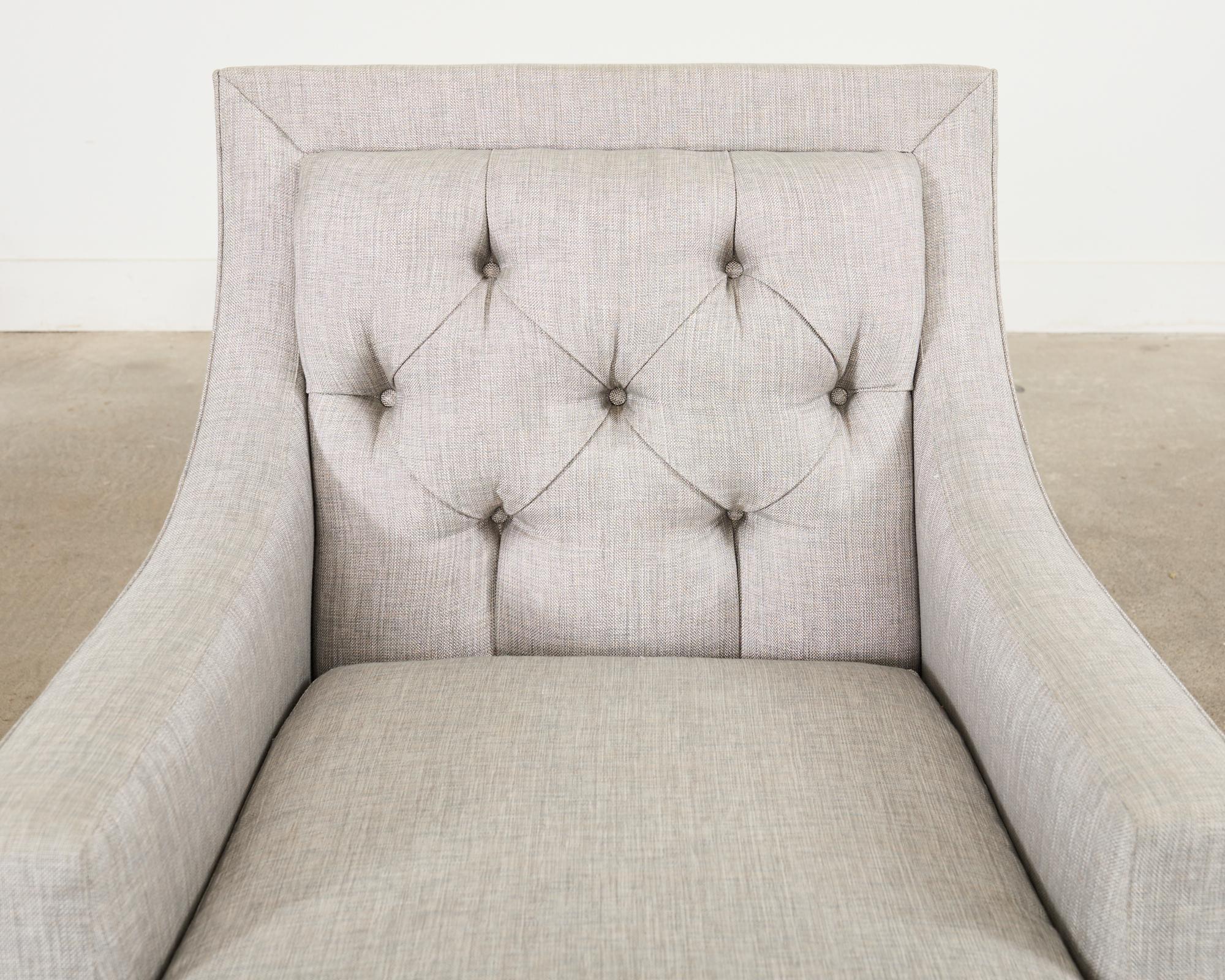 Pair of Thomas Pheasant for Baker Max Tufted Club Chairs For Sale 10