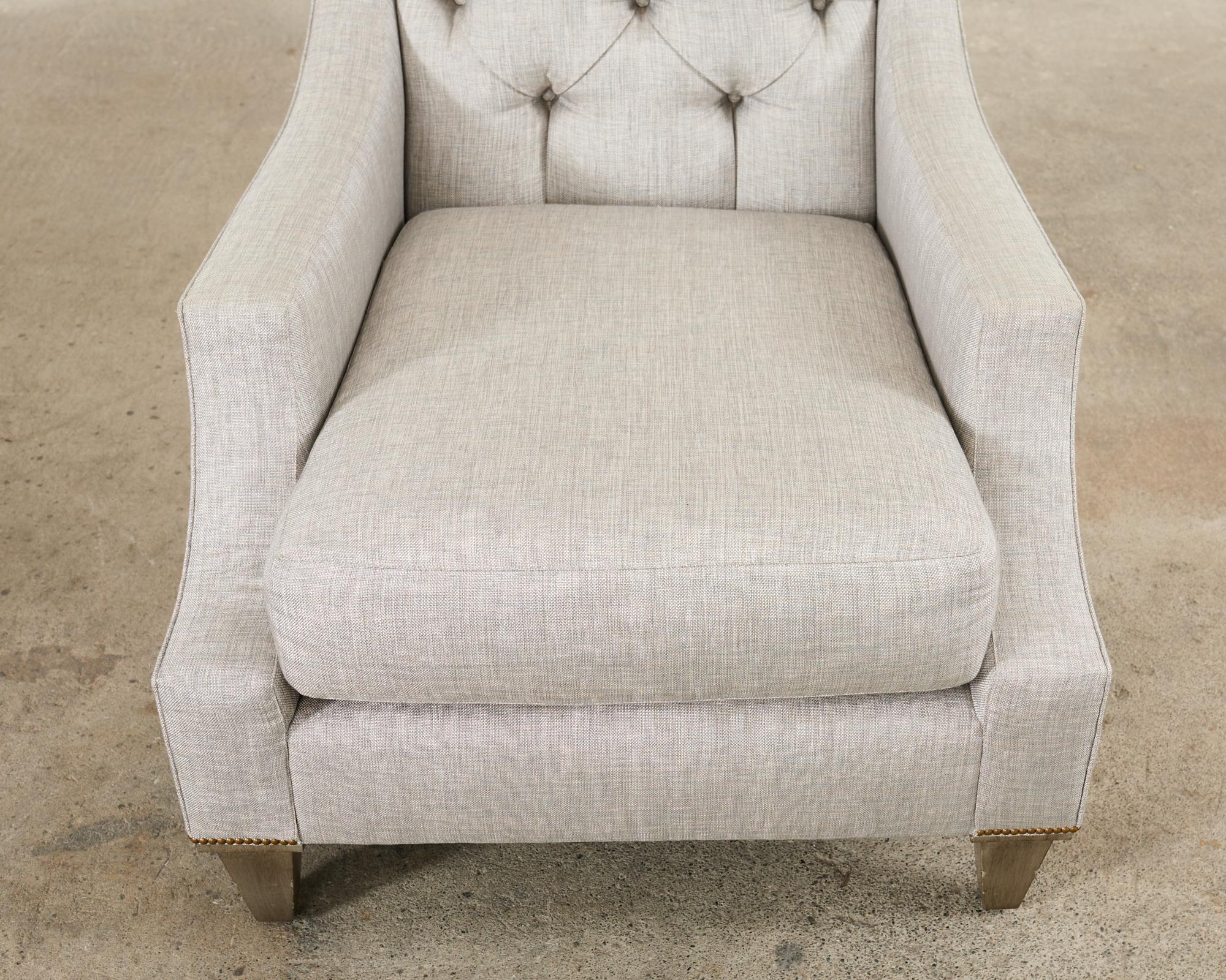 Pair of Thomas Pheasant for Baker Max Tufted Club Chairs For Sale 11