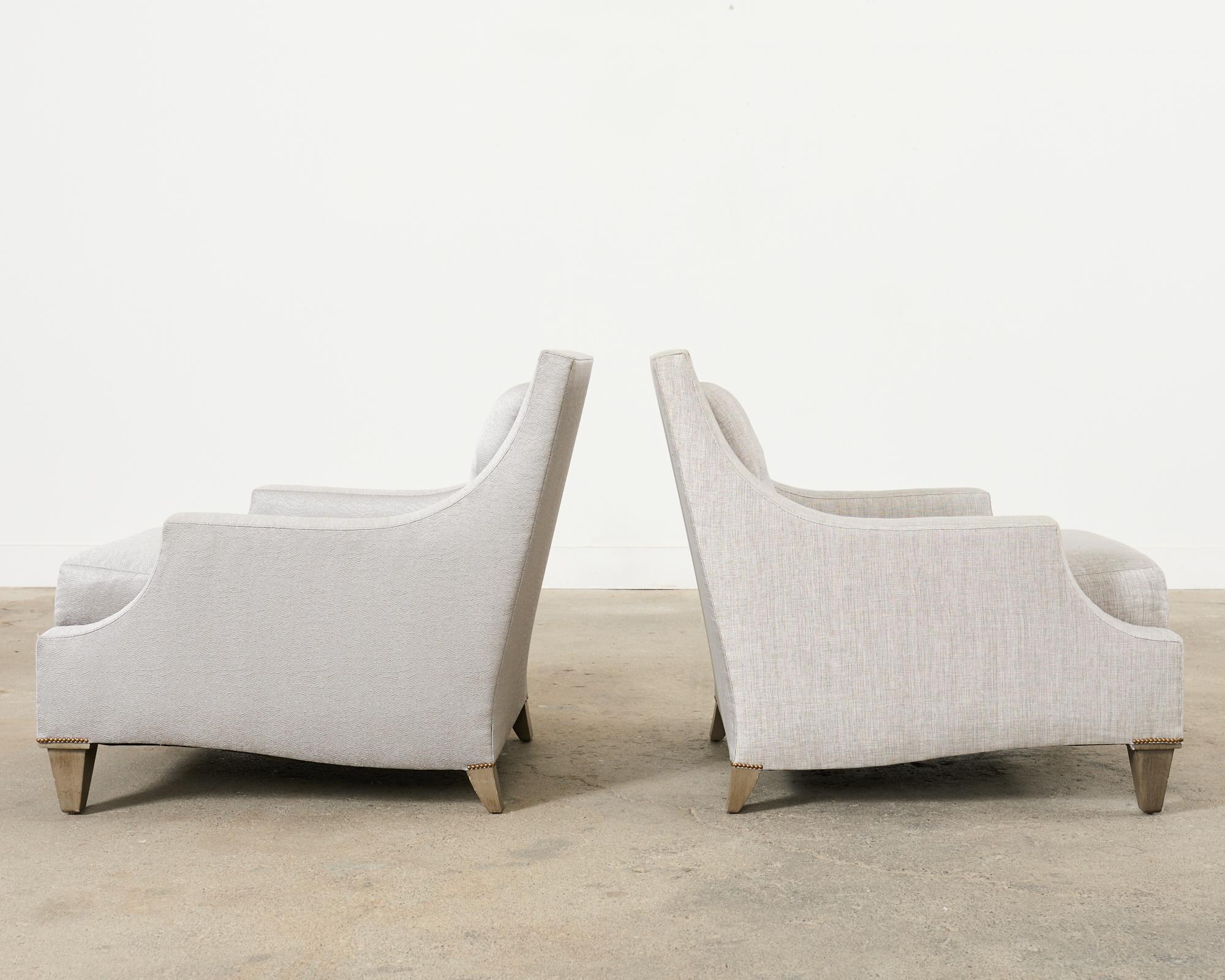 Contemporary Pair of Thomas Pheasant for Baker Max Tufted Club Chairs For Sale