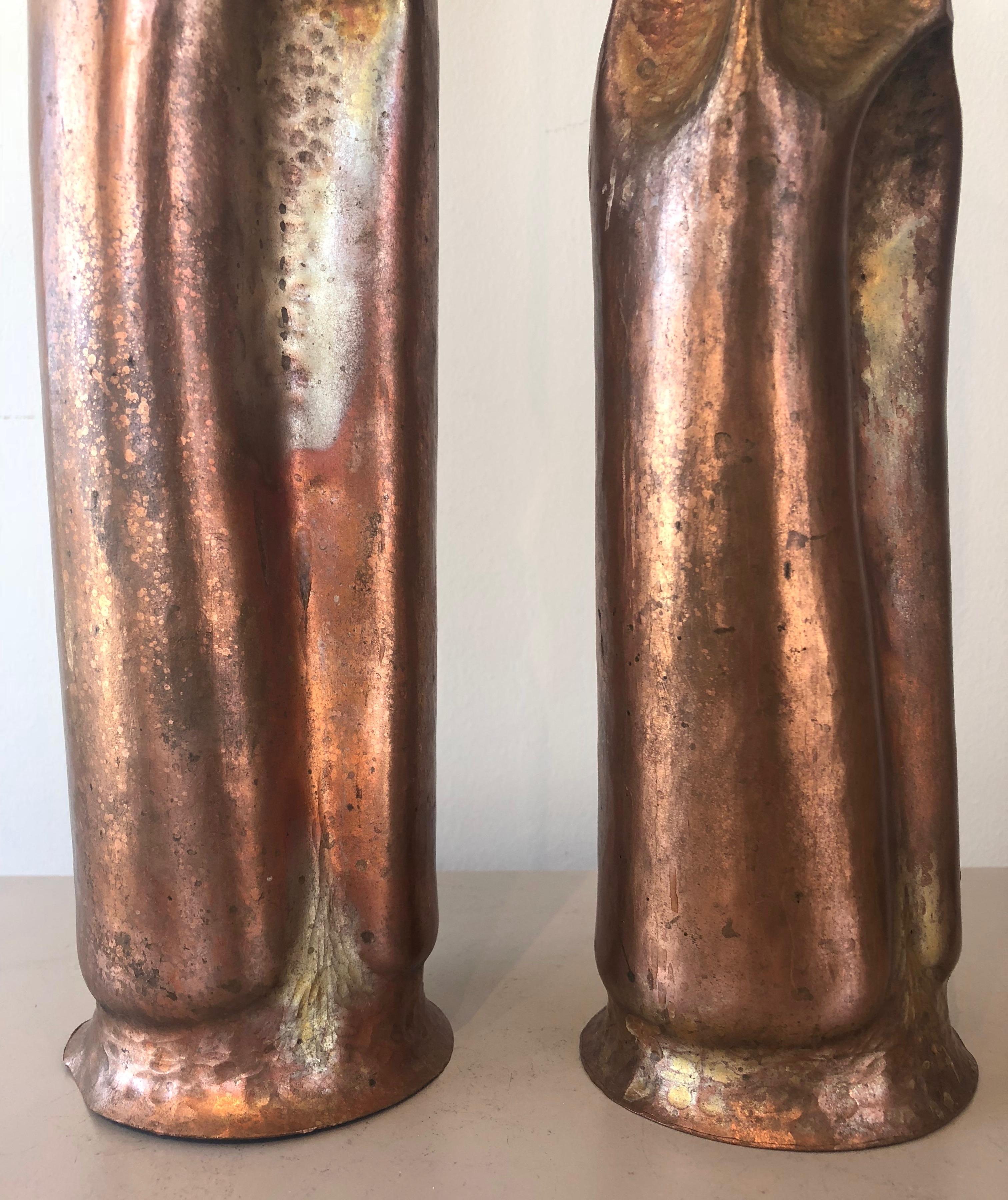 Pair of Thomas Roy Markusen Brutalist Copper Candleholders 4