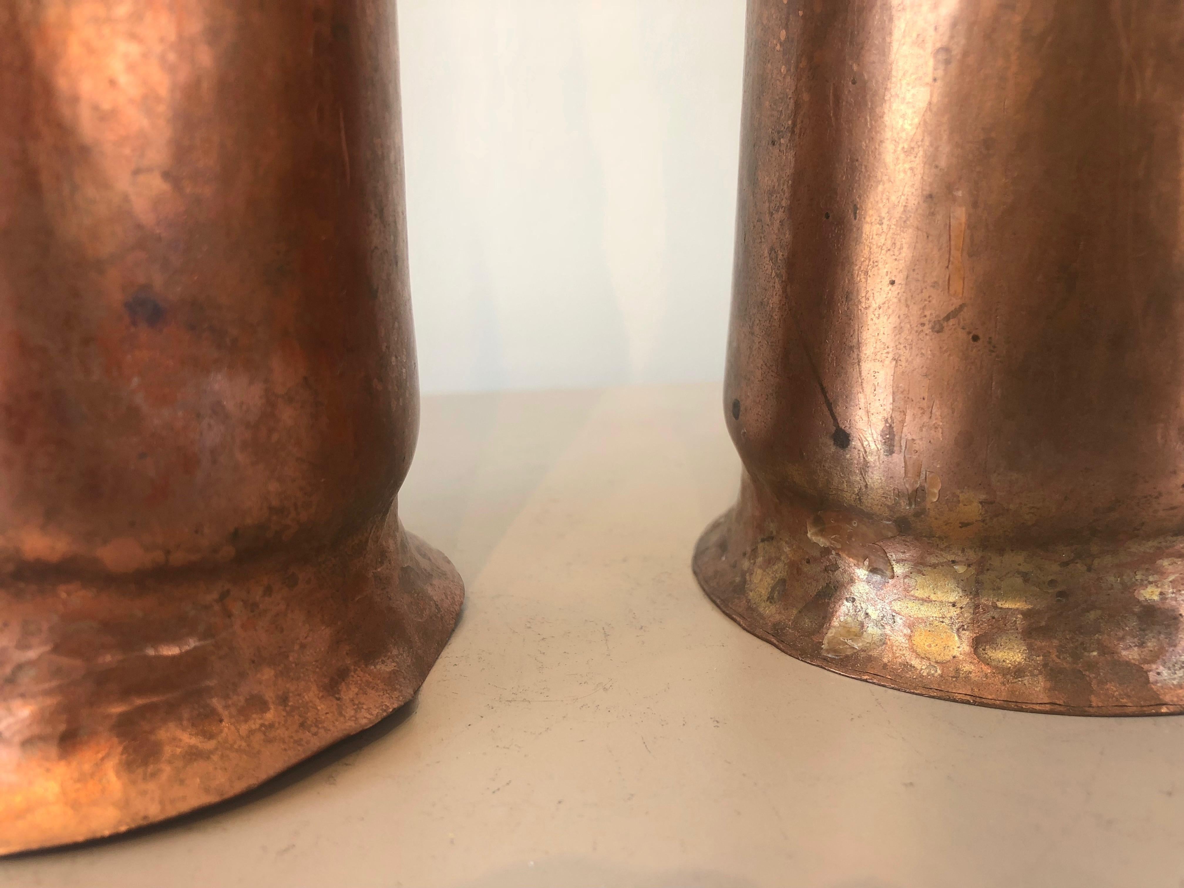 Pair of Thomas Roy Markusen Brutalist Copper Candleholders 9