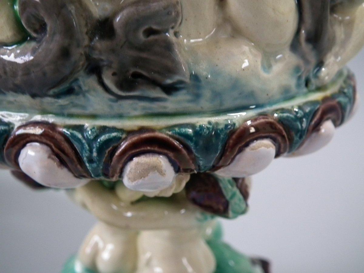 Pair of Thomas Sergent Palissy Majolica Mythological Ewers 3