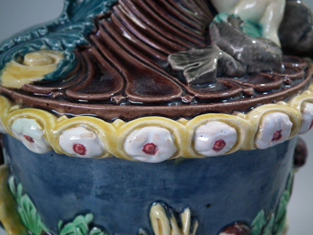Pair of Thomas Sergent Palissy Majolica Mythological Ewers 4