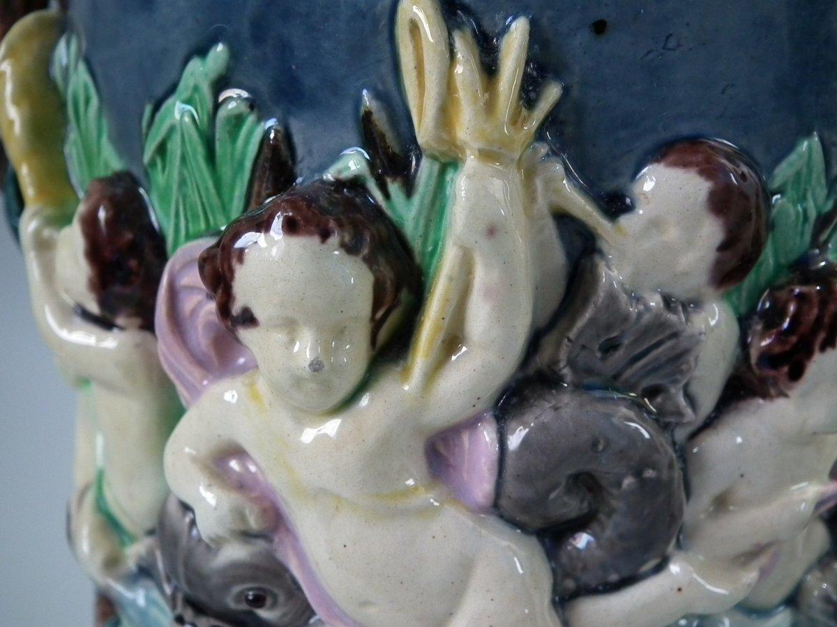 Pair of Thomas Sergent Palissy Majolica Mythological Ewers 5