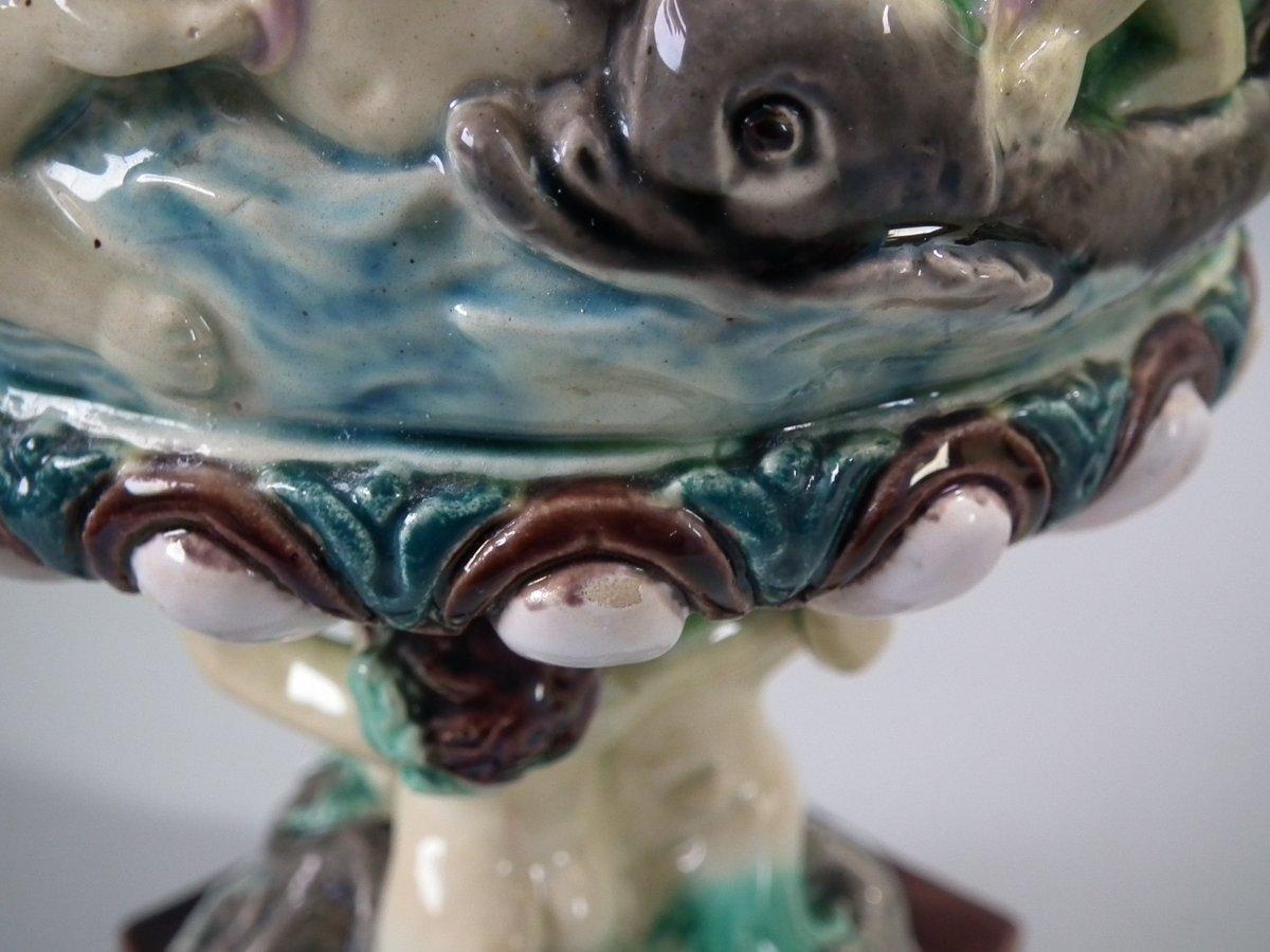 Pair of Thomas Sergent Palissy Majolica Mythological Ewers 6