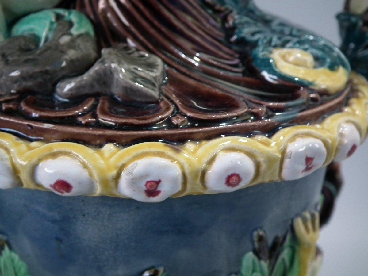 Pair of Thomas Sergent Palissy Majolica Mythological Ewers 7