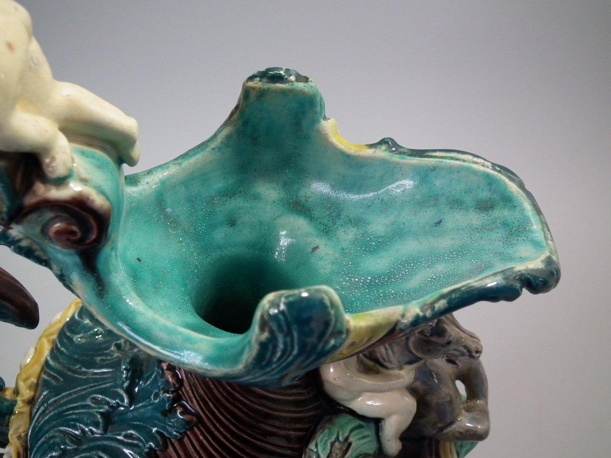 Pair of Thomas Sergent Palissy Majolica Mythological Ewers 9