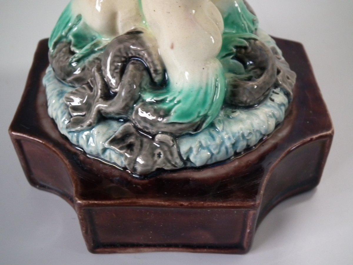 Pair of Thomas Sergent Palissy Majolica Mythological Ewers 10