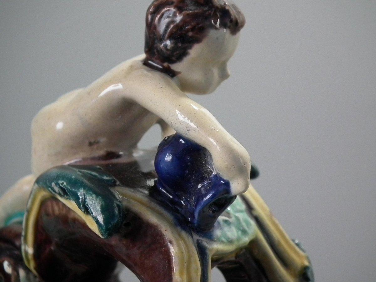 Pair of Thomas Sergent Palissy Majolica Mythological Ewers 12