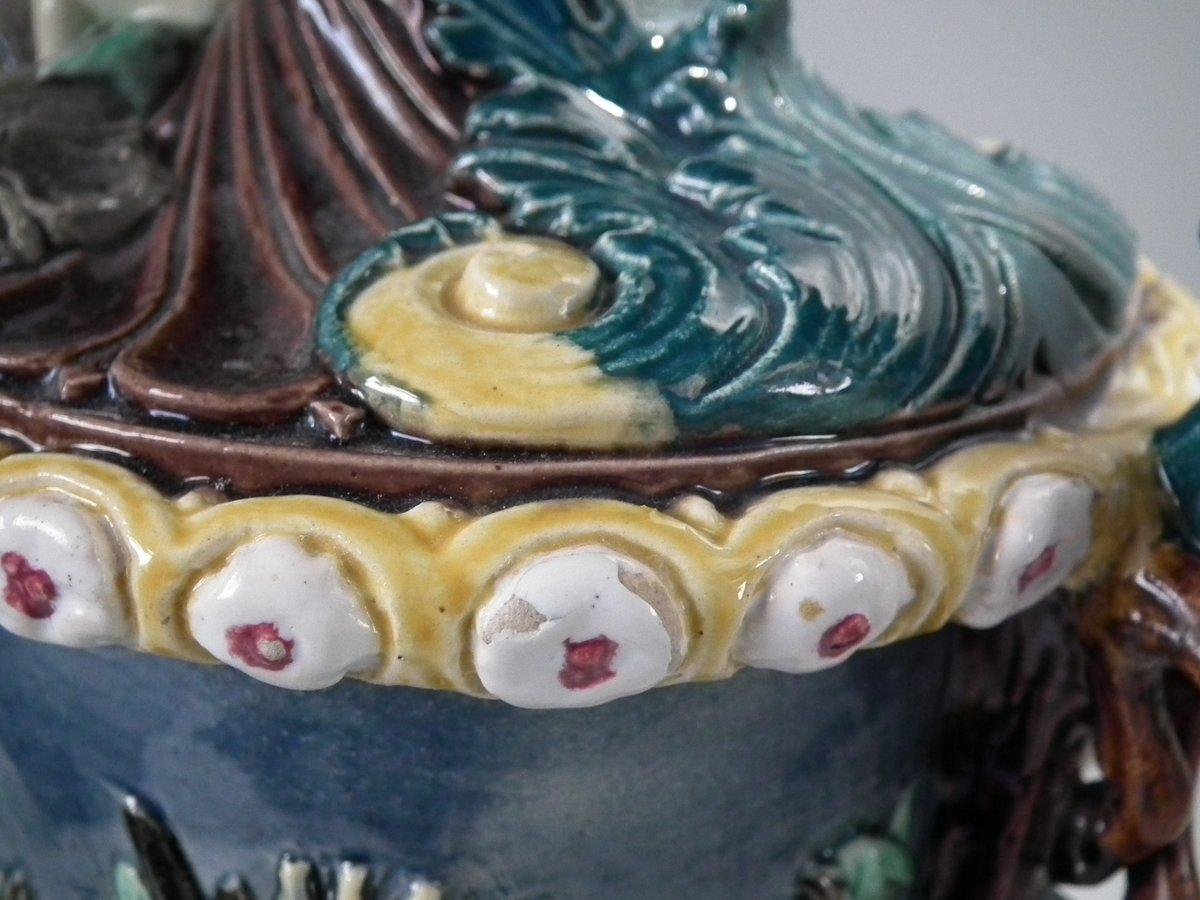 Pair of Thomas Sergent Palissy Majolica Mythological Ewers 2