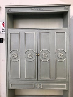 Thomasville 2-Piece Powder Blue Tall Bookcases Shelves Cabinets Furniture, Pair