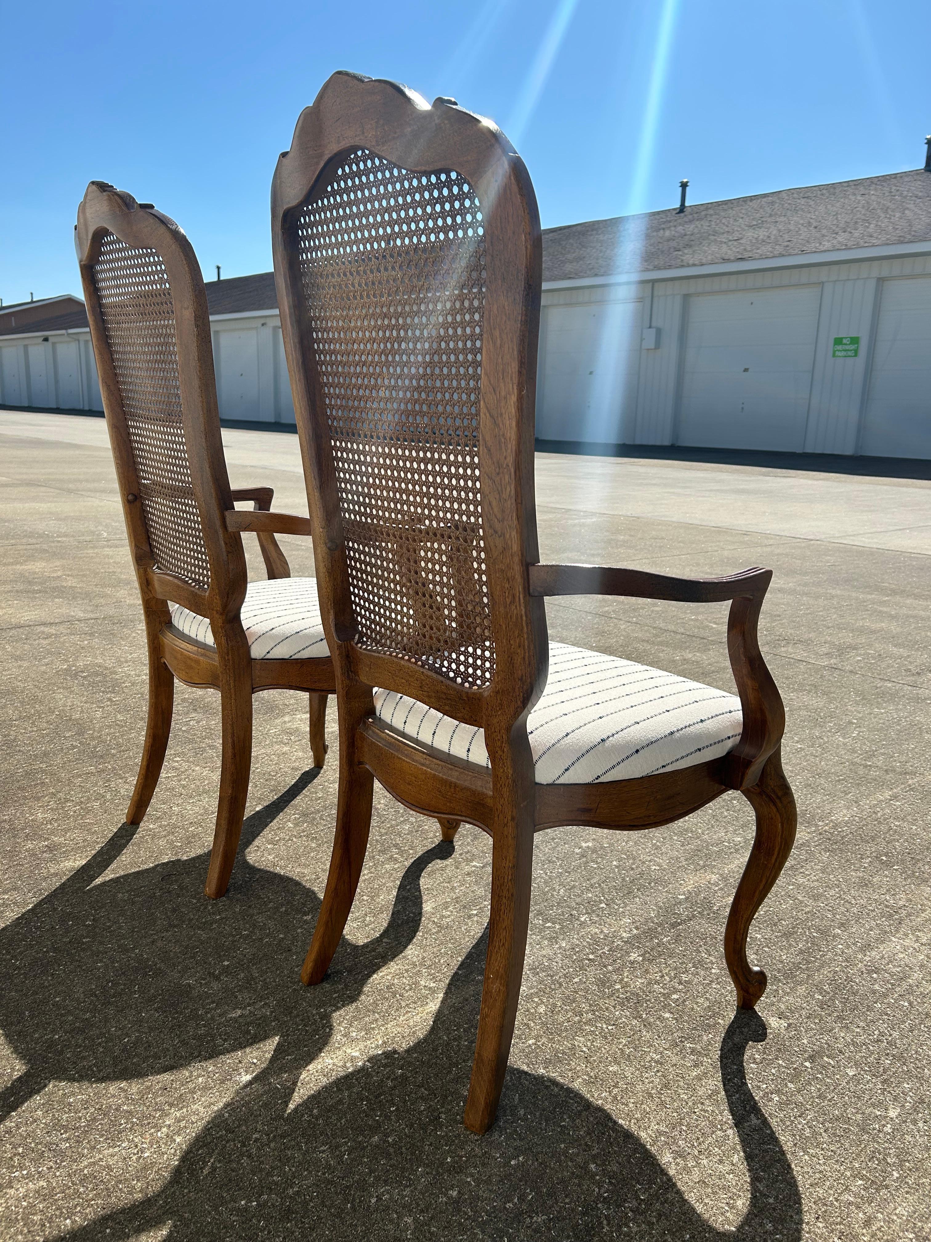 Pair of Thomasville French Provincial Cane Back Dining Arm Chairs 2