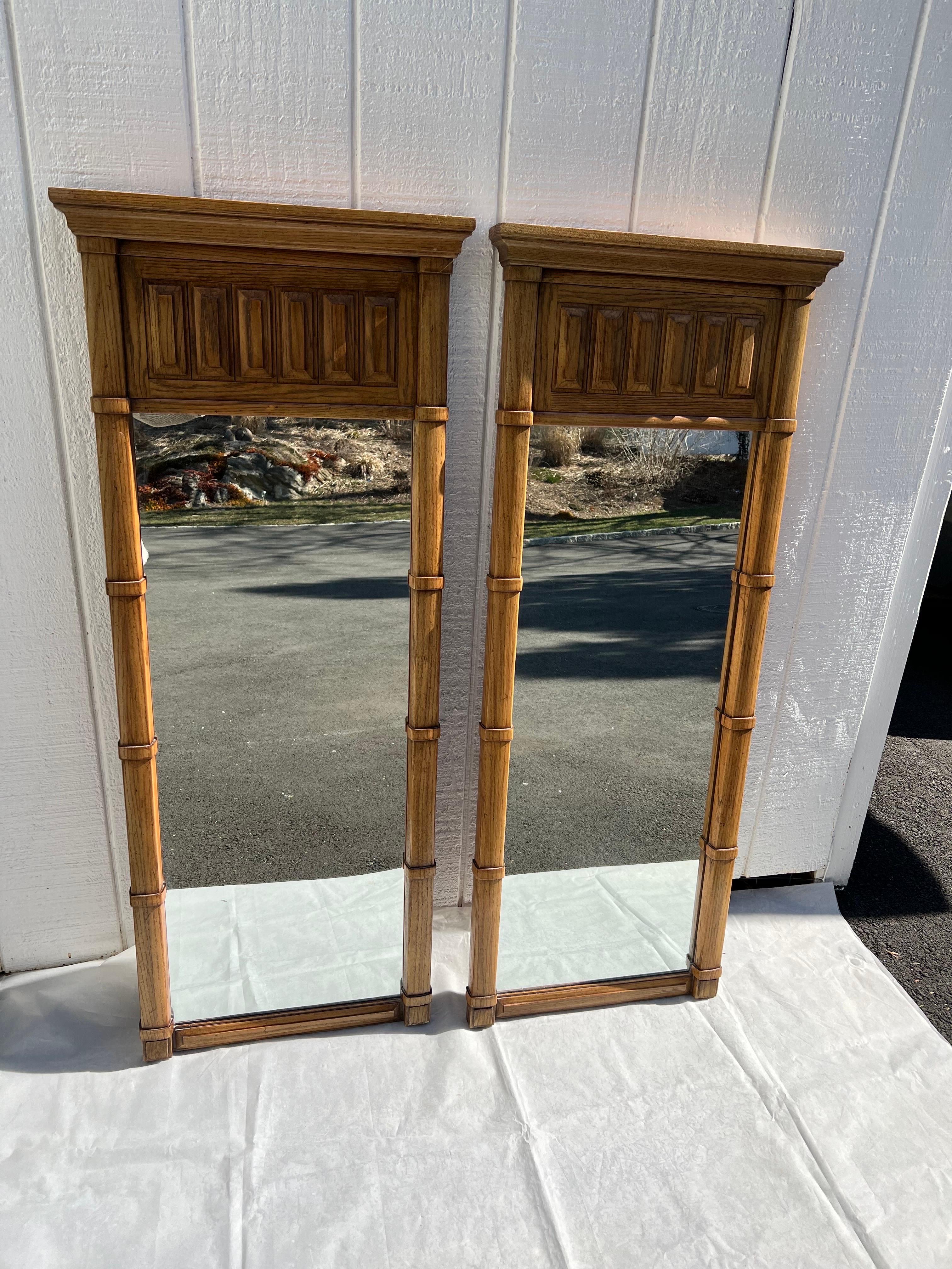 American Pair of Thomasville Mid Century Wall Mirrors circa 1970s For Sale