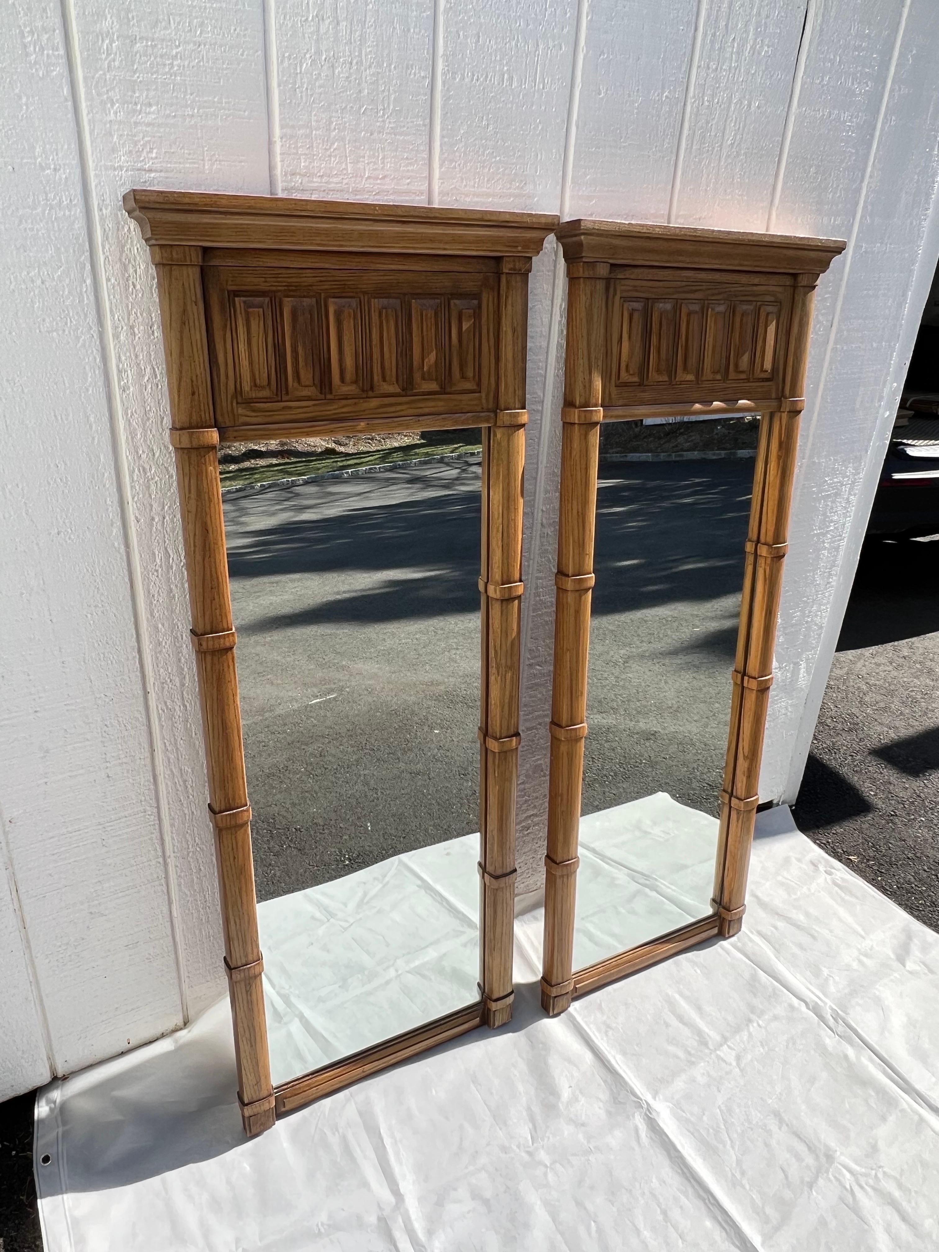 Late 20th Century Pair of Thomasville Mid Century Wall Mirrors circa 1970s For Sale