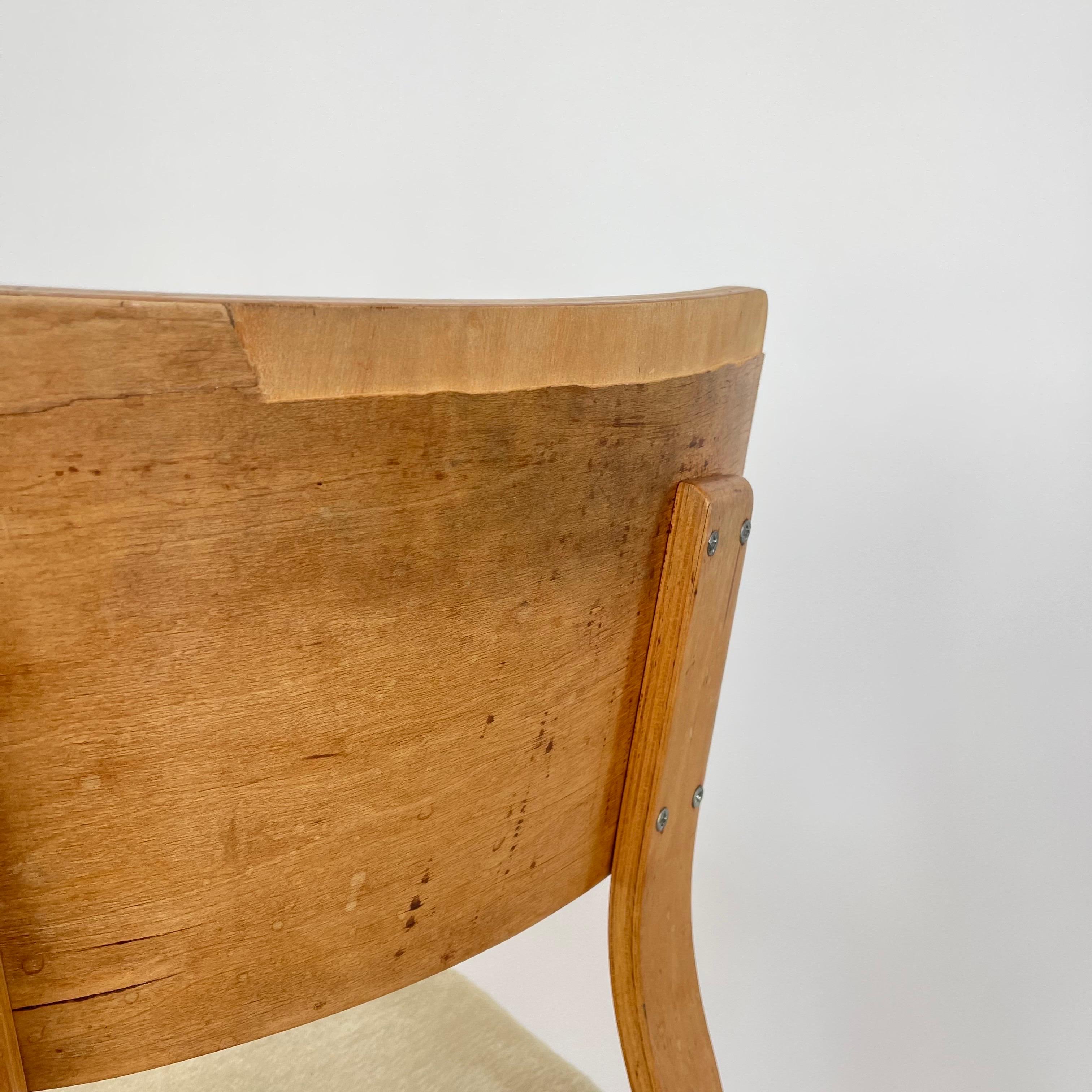 Pair of Thonet 1216-S17-B1 Bent Plywood Upholstered Seat Dining Chairs, 1940s For Sale 8