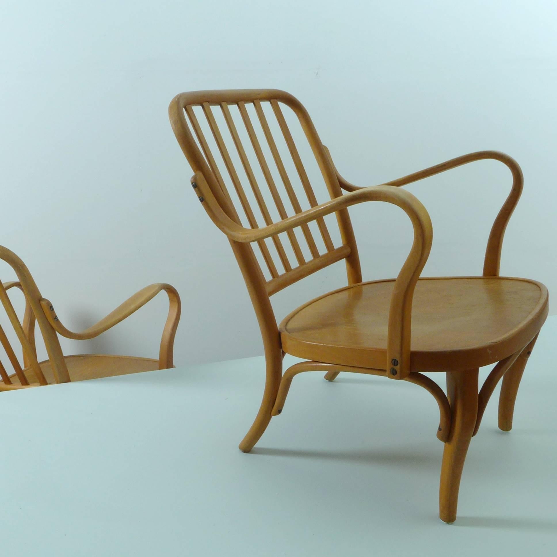 Austrian Pair of Thonet Armchairs by Josef Frank For Sale