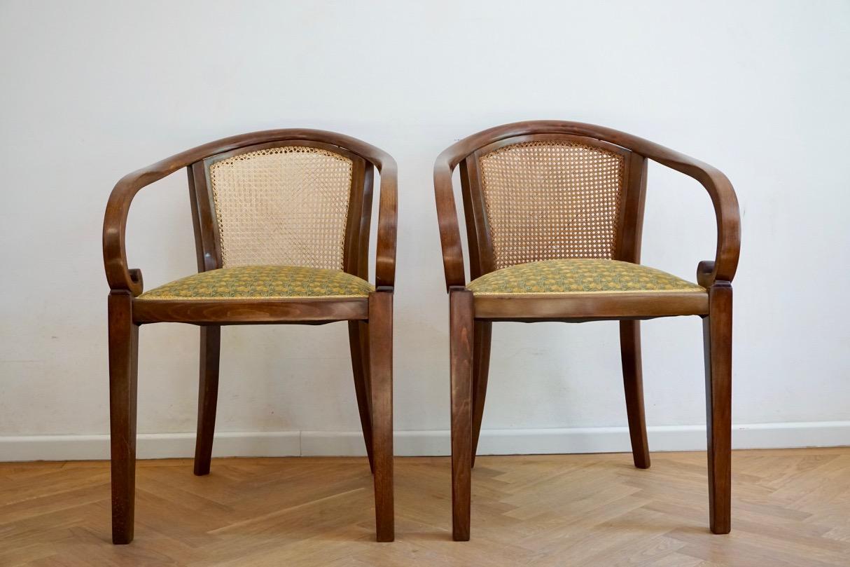 Pair of Thonet Armchairs in Style of Otto Prutscher, with Backhausen Upholstery 5