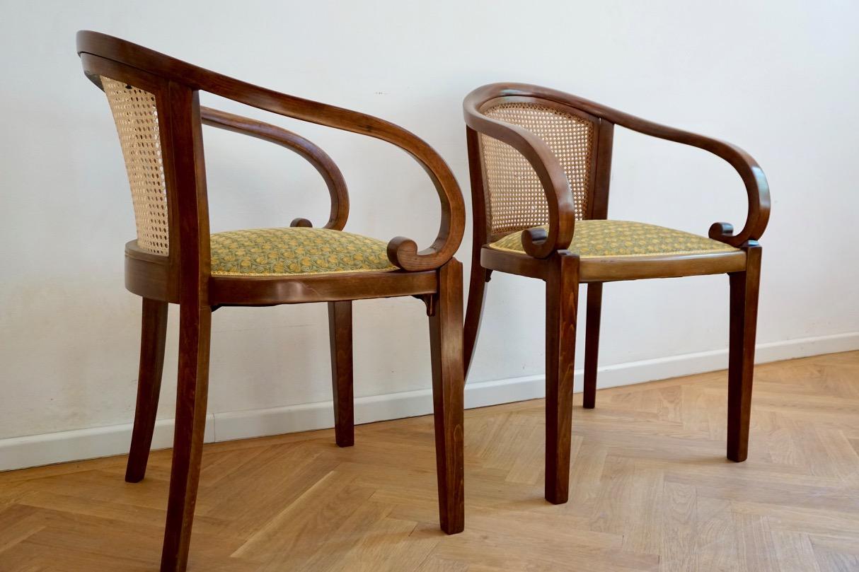 Pair of Thonet Armchairs in Style of Otto Prutscher, with Backhausen Upholstery 1