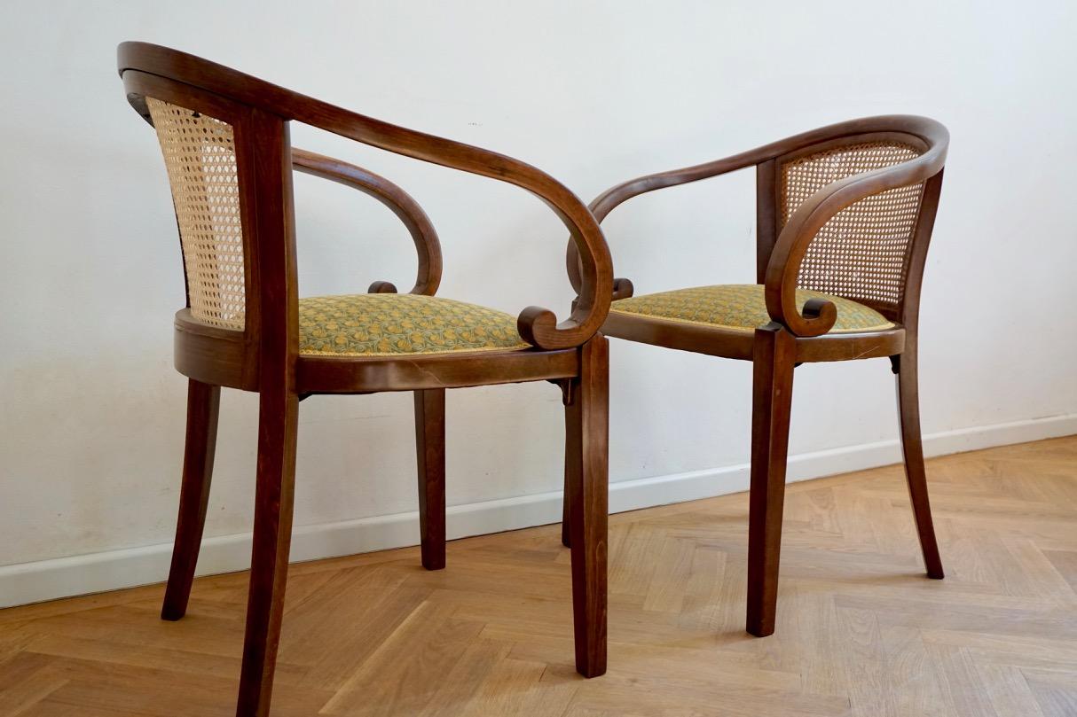 Pair of Thonet Armchairs in Style of Otto Prutscher, with Backhausen Upholstery 2