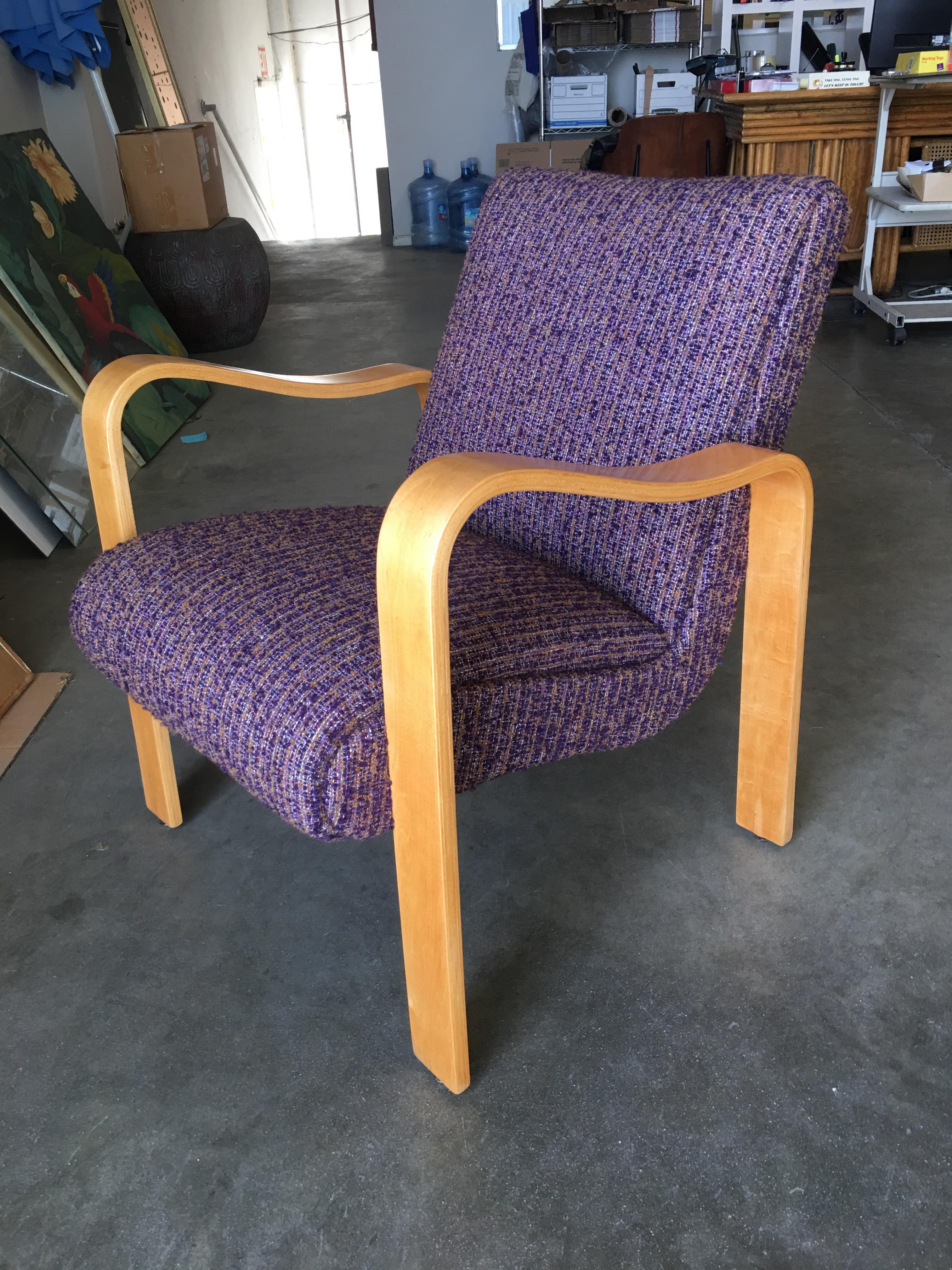 Mid-Century Modern Thonet Bentwood Armchair with Purple Seat For Sale