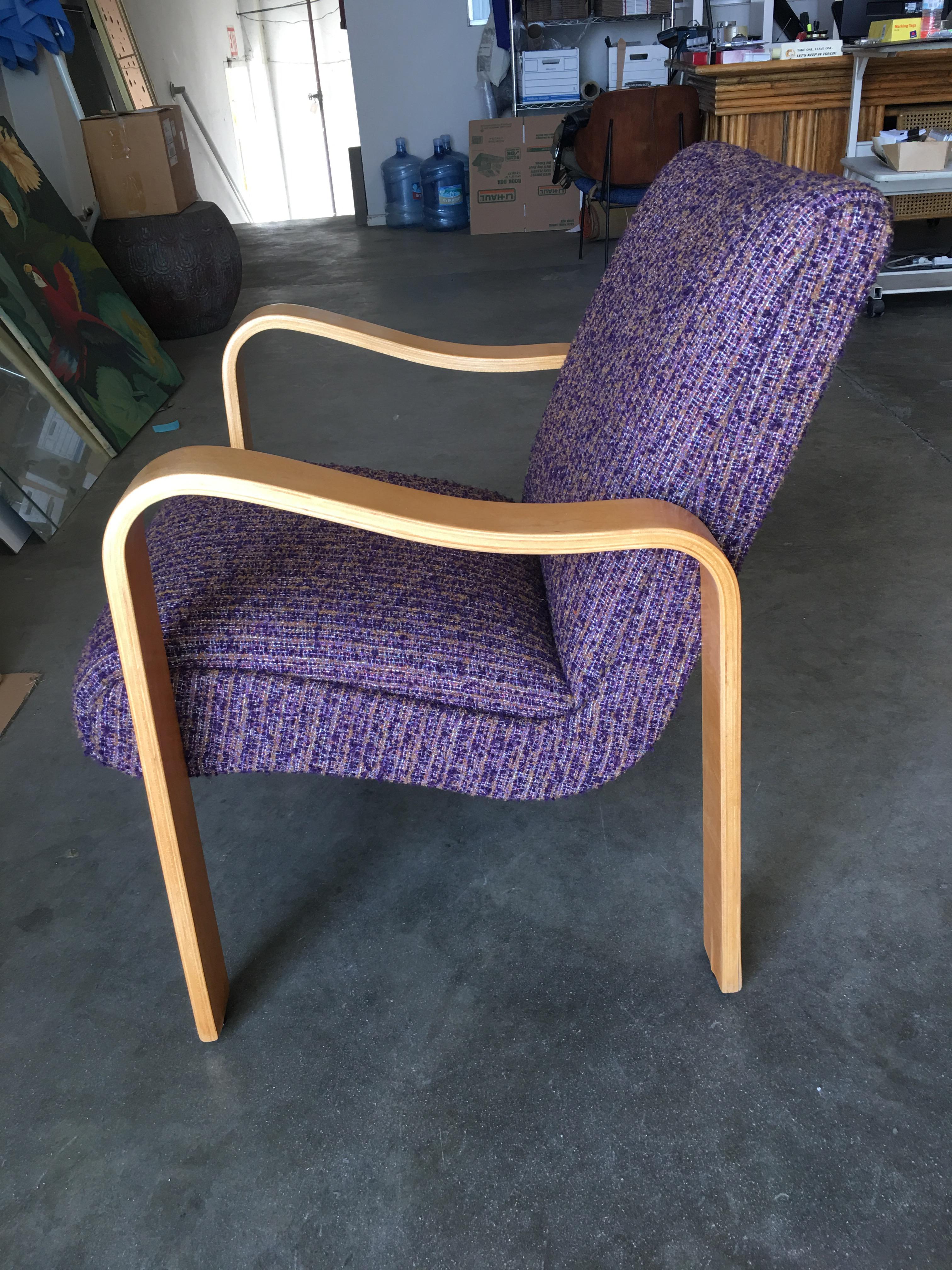 American Thonet Bentwood Armchair with Purple Seat For Sale