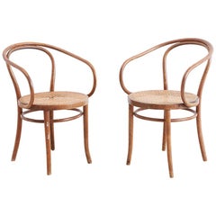 Pair of Thonet Bentwood B-9 Cane Armchairs
