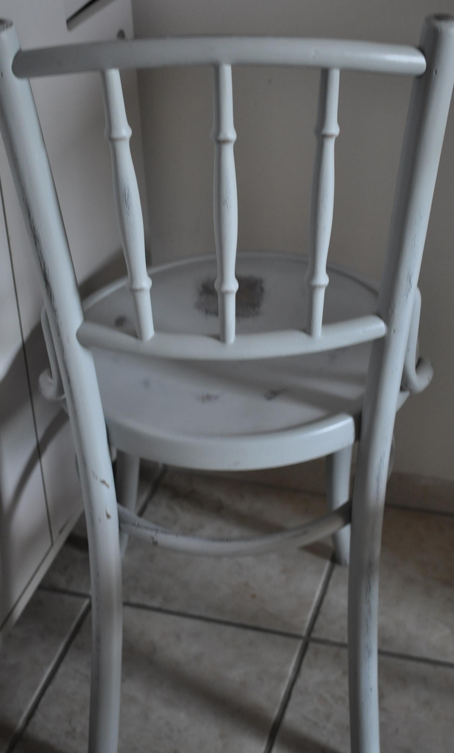 Hand-Painted Pair of Thonet Bistro Gray Chair, circa 1900 For Sale