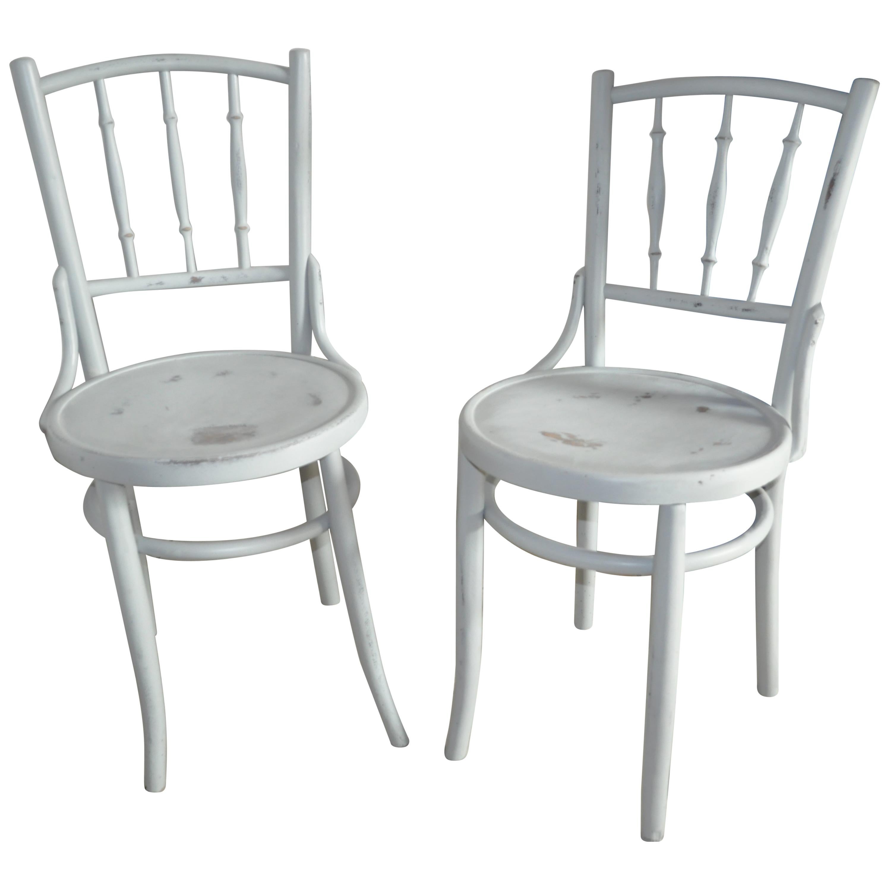 Pair of Thonet Bistro Gray Chair, circa 1900 For Sale