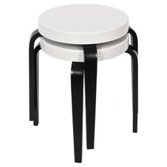 Pair of Thonet White and Black Bentwood & Bakelite Stacking Stools, 1930s