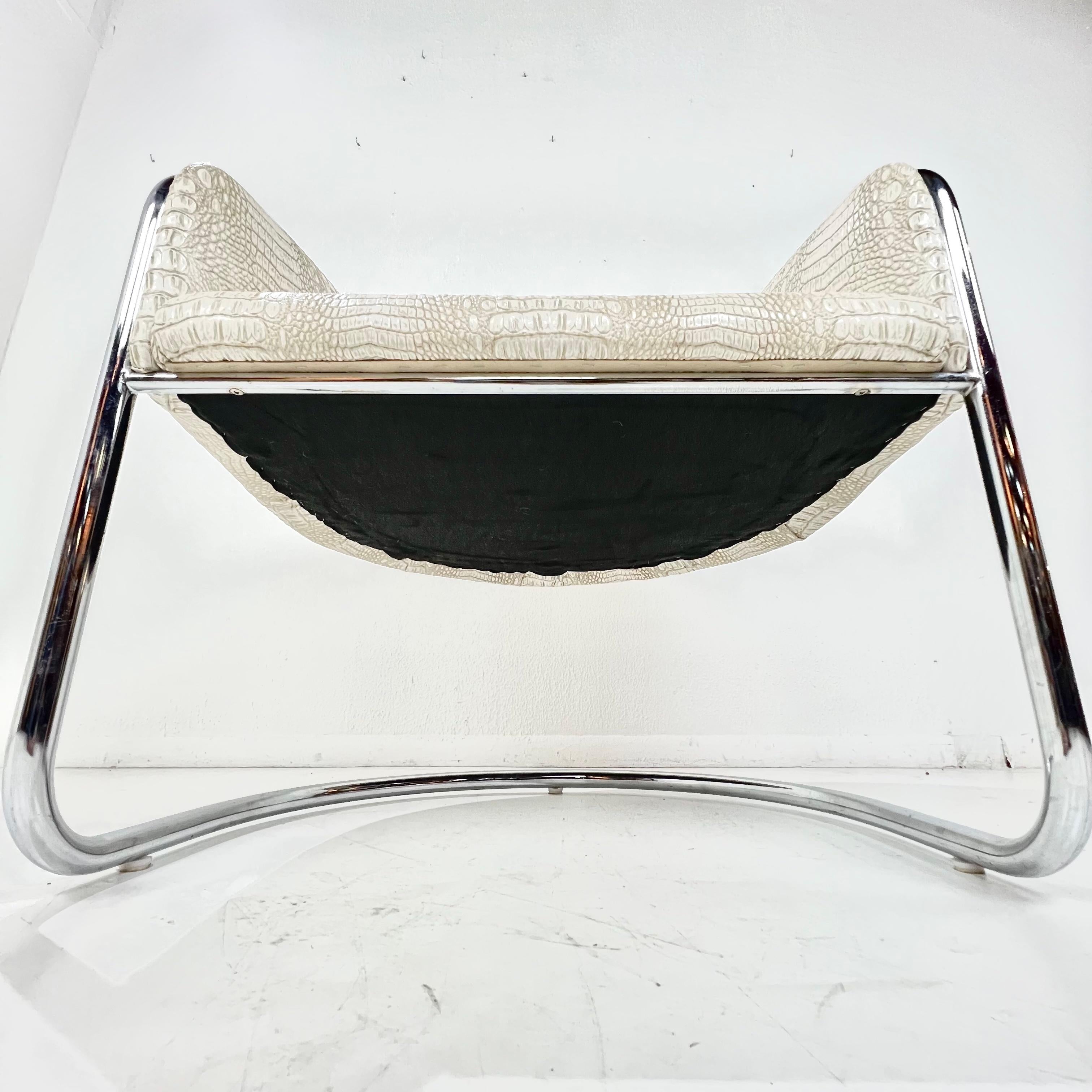 Pair of Thonet Club Tub Chairs in Faux Crocodile For Sale 8